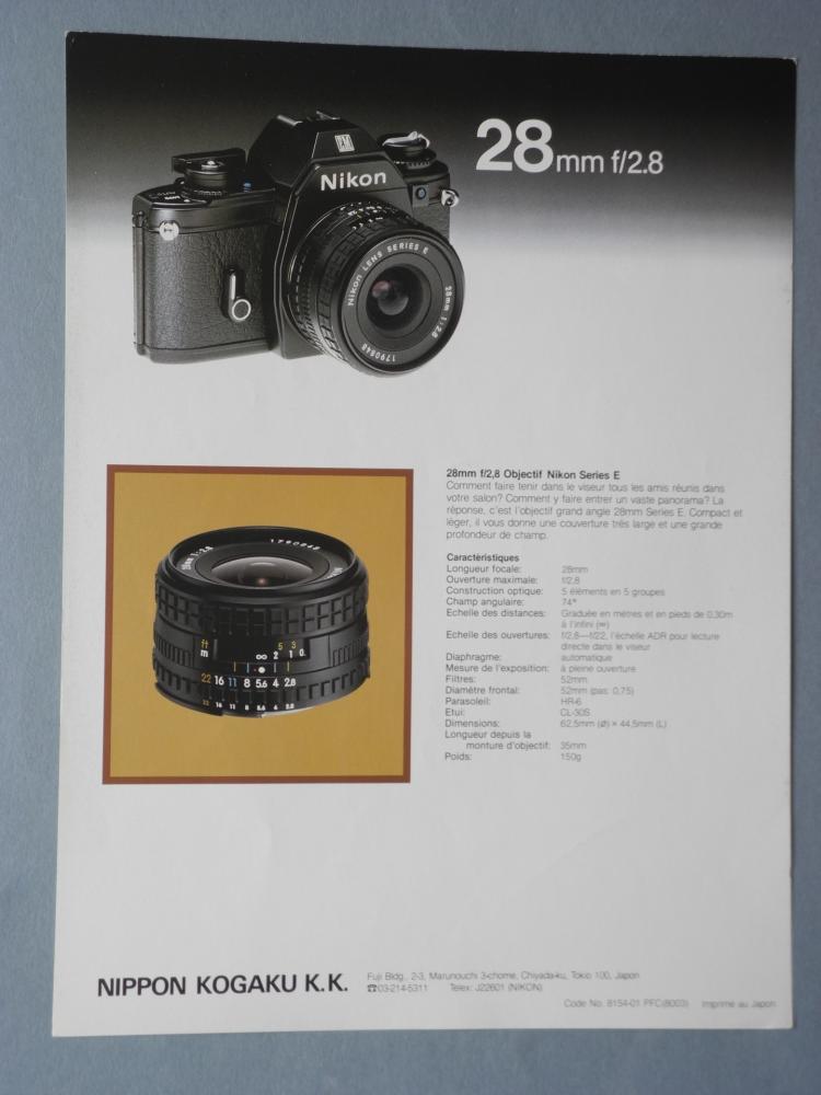 * Brochure objectif 28mm f/2,8 * 2 Pages *