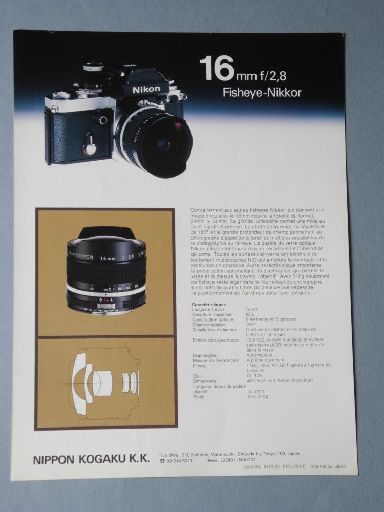 * Objectif 16mm / 2.8 fisheye - Nikkor * 2 Pages *